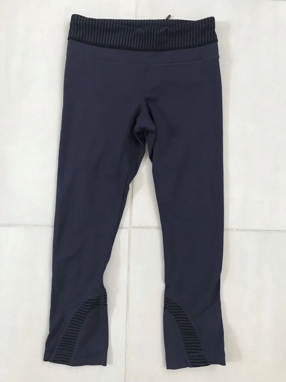 Lululemon Run Stripe Inspire Crop II Activewear Pants Cadet